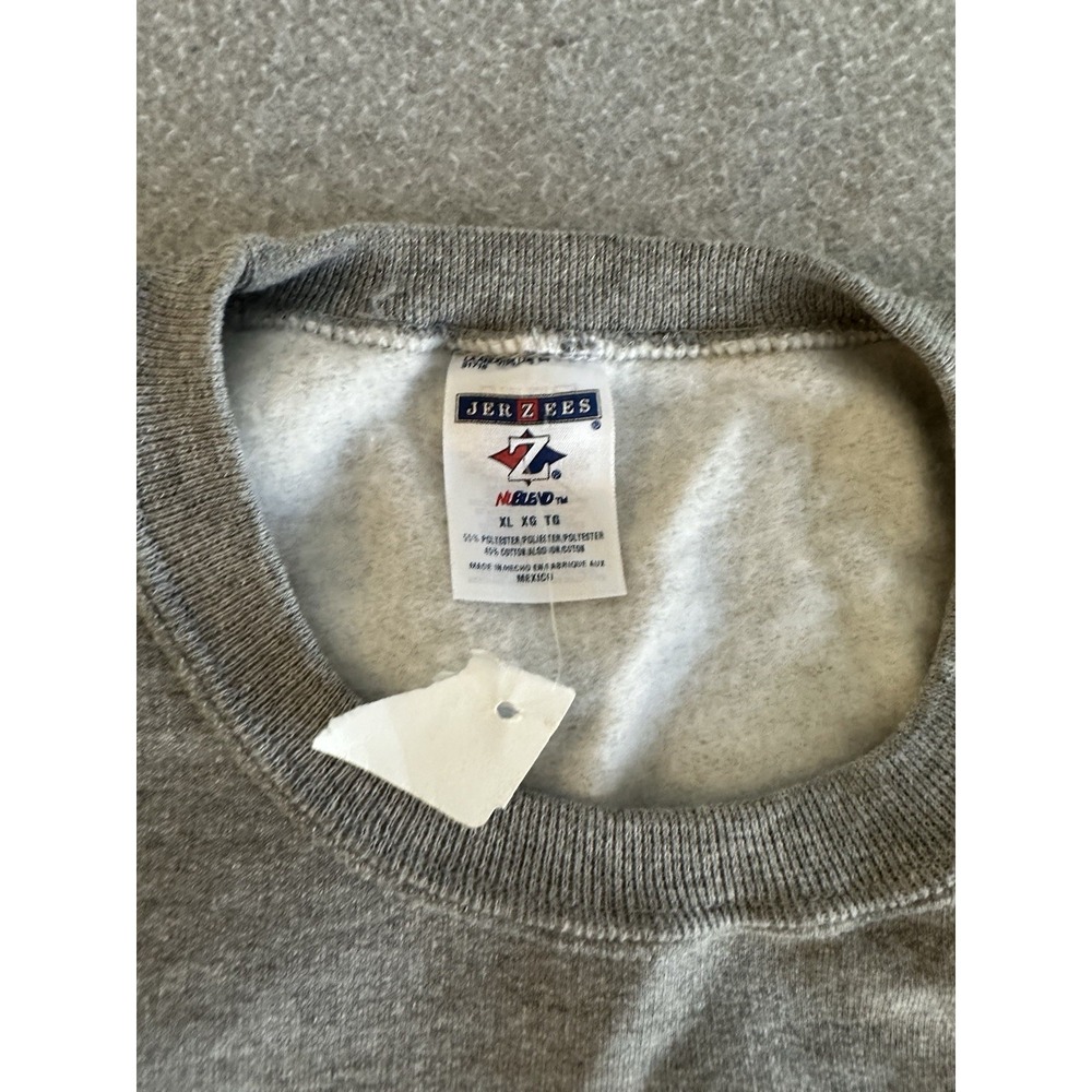 VTG Y2K JERZEES Crewneck Sweater Gray Nature Hunting Fishing Sweatshirt - Picture 5 of 8